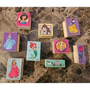 Wooden Disney Princess‎ Rubber Stamps: Melissa & Doug Lot of 9